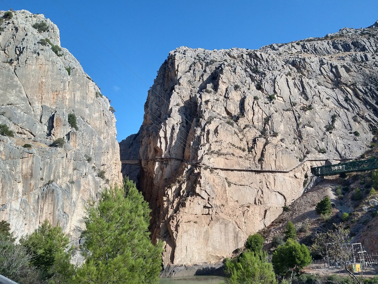 Vistas de las pasarelas de salida de El Caminito del Rey en El Chorro.