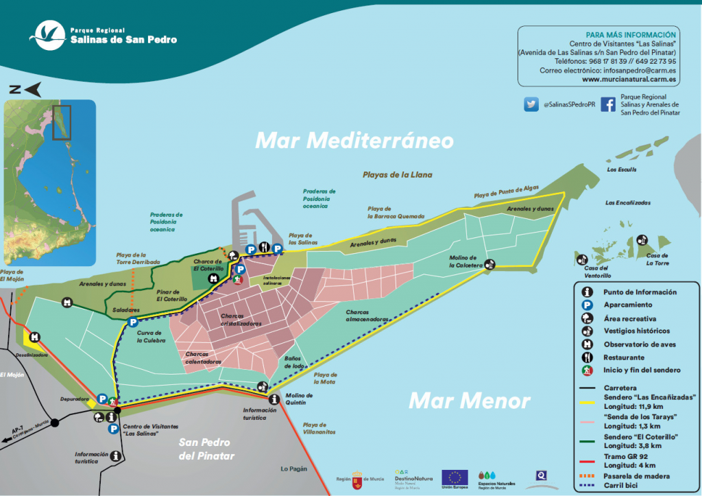 10 Cosas esenciales que hacer en la Costa Cálida 15 mapa informativa de las salinas de costa cálida