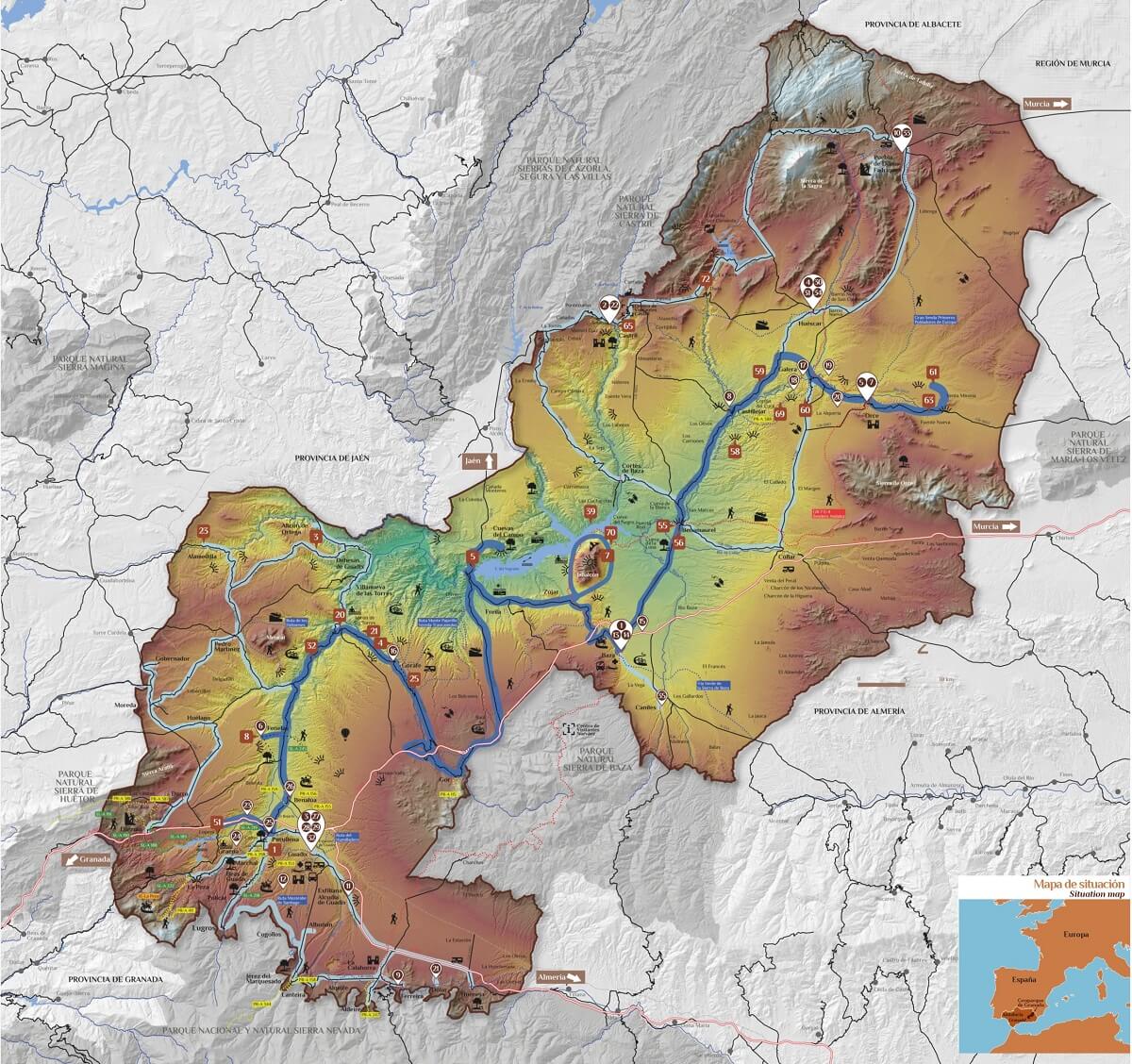 Mapa del Geoparque de Granada