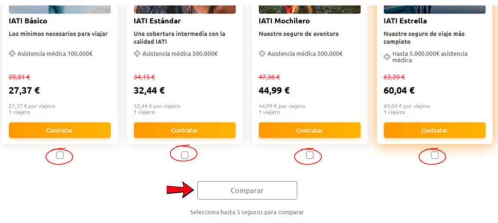 Eliges las pólizas que quieres comparar