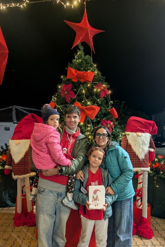 The family enjoying the Christmas feel in Morente, Cordoba Andalusia