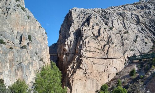 Vistas de las pasarelas de salida de El Caminito del Rey en El Chorro.